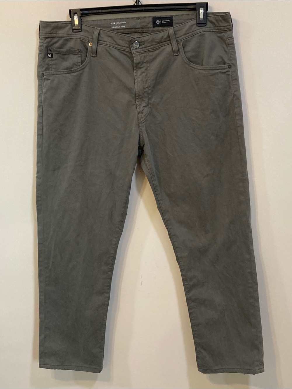 AG Adriano Goldschmied Tellis Modern Slim Mens Pants 38 X 29 Green Cotton
